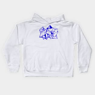 Blue Geometric abstract triangles Kids Hoodie